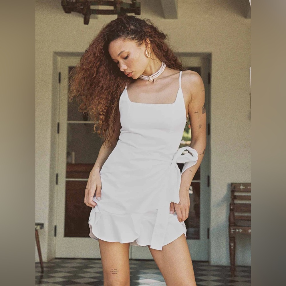 Princess Polly Cottage Hill Mini Dress in White Cotton Women's Size 4